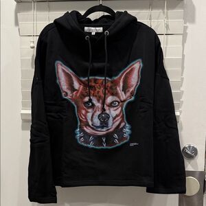 Joe Fresh Black Hoodie with Artistic Dog Design
